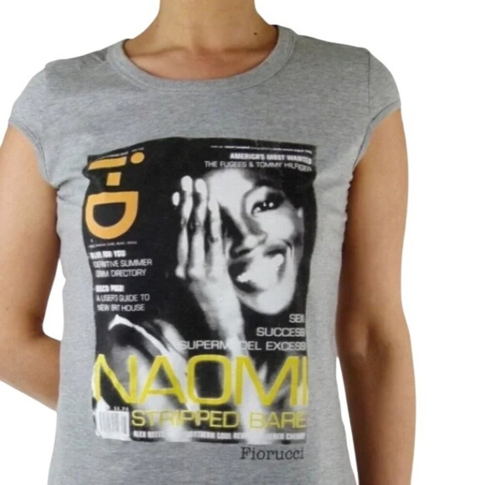 Fiorucci Tshirt womens Large Heather Gray Naomi Campbell Collaboration NWT